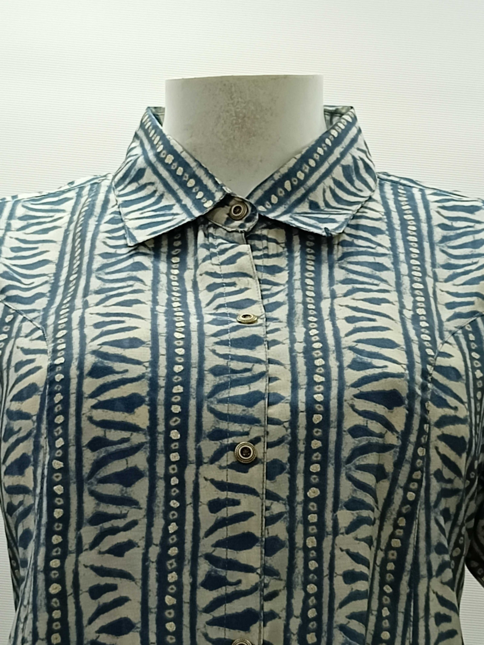 Keoshaa Printed Blue Colour Shirt Collar Tunic Top